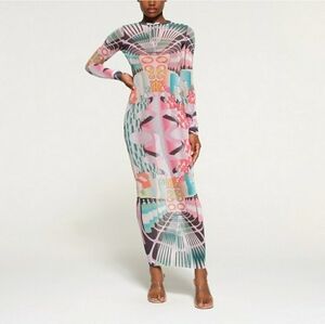 SKIMS 3X art deco train Summer Mesh dress NWT
